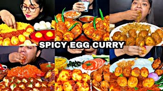 ASMR EATING SPICY EGG CURRY WITH RICE, PULAO, KHICHDI | BEST INDIAN FOOD MUKBANG |Foodie India|