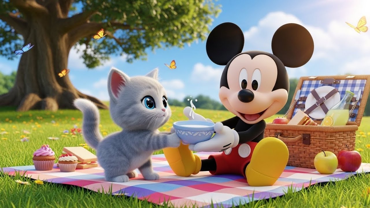 Mickey Mouse Picnic Adventure with a Cute Kitten 🐱🧺 | Fun Kids Cartoon Story
