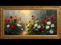4K Free Framed TV Art Screensaver | Oil Painting |Enchanting Rose Garden ✨🌹✨