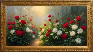 4K Free Framed TV Art Screensaver | Oil Painting |Enchanting Rose Garden ✨🌹✨ screenshot 5