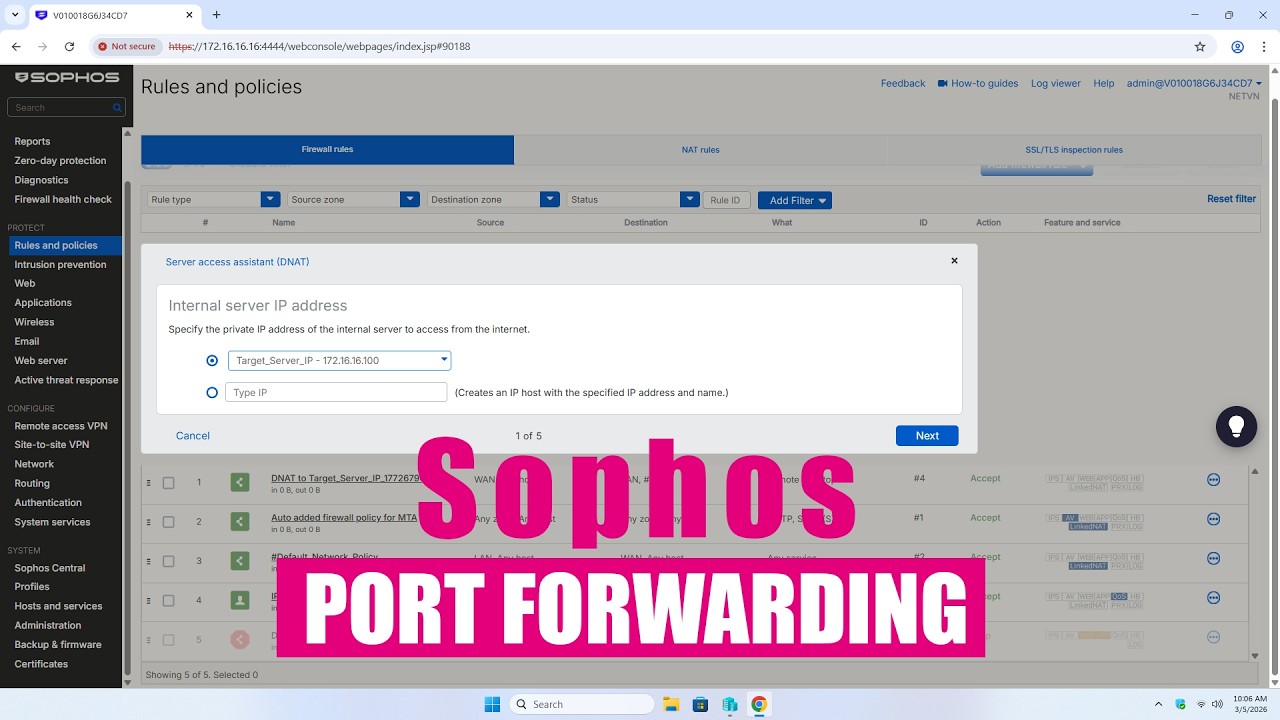 NAT a port on a Sophos Firewall