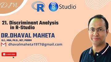 21. Discriminant Analysis in R  ||  Dr. Dhaval Maheta