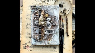 Rusty, vintage mixed media canvas tutorial by Aida