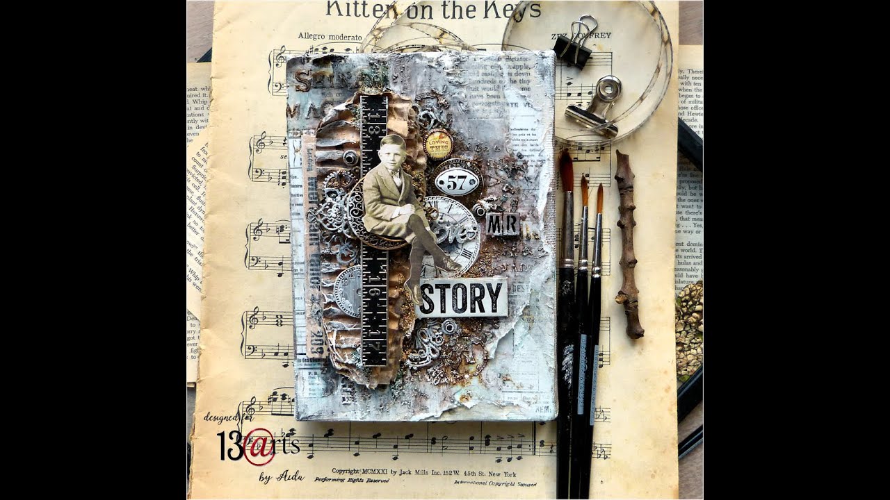Rusty, vintage mixed media canvas tutorial by Aida - YouTube