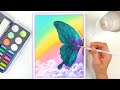 Paint With Me | Galaxy Butterfly and Rainbow Sky ✨
