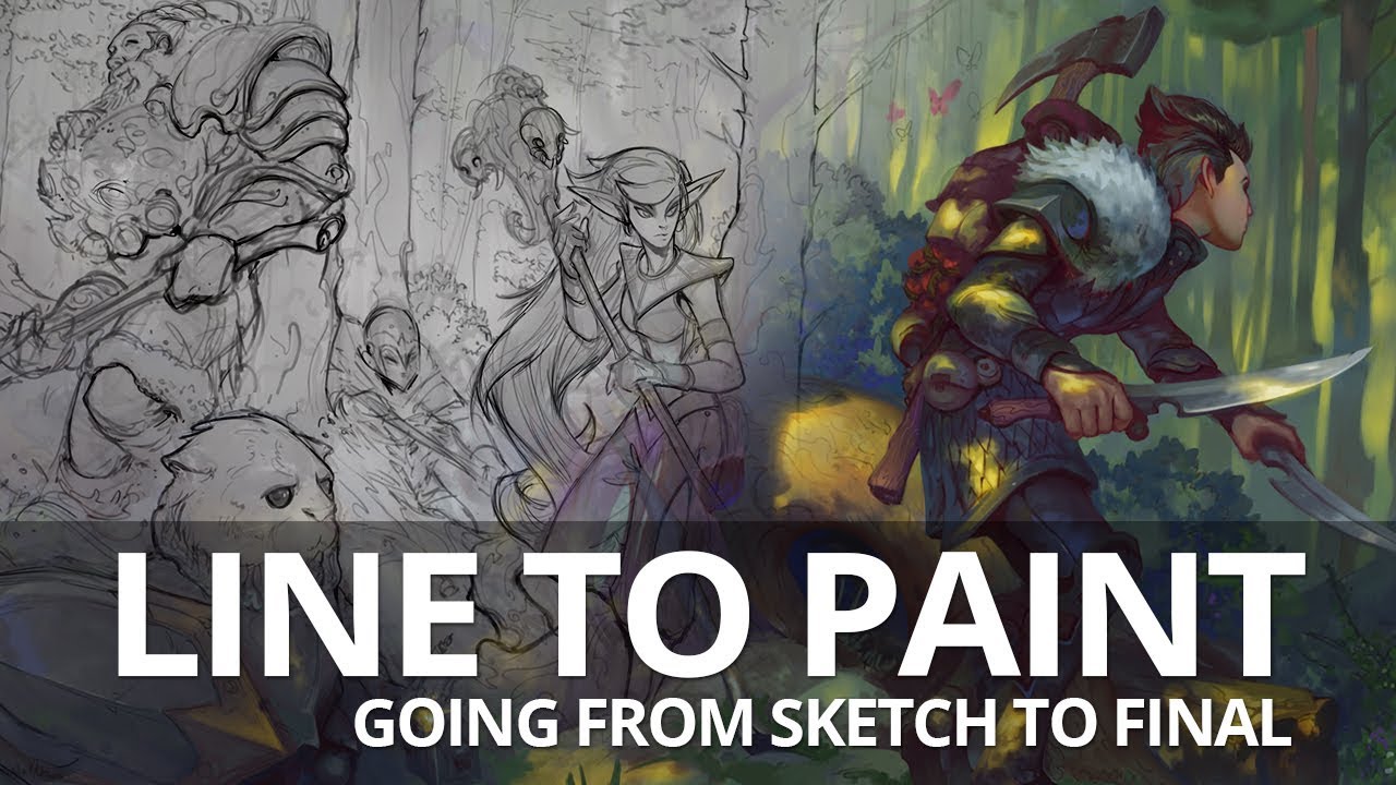 Digital Painting from Line to Final - Timelapse - YouTube