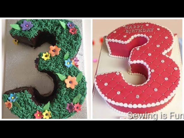 How to make 3 shaped cake,three number cake,number 3 cake decorating ideas,3  cake shape 