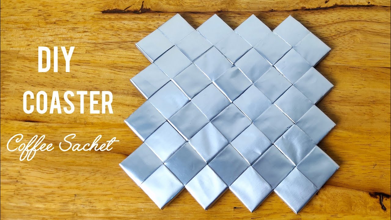 Cara membuat tatakan gelas dari bungkus kopi | weave tutorial