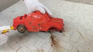 Satisfying ASMR Rescuing & Cleaning Mud Covered Red Monster Truck | Toy Restoration 🚛💦 #asmr #asmr