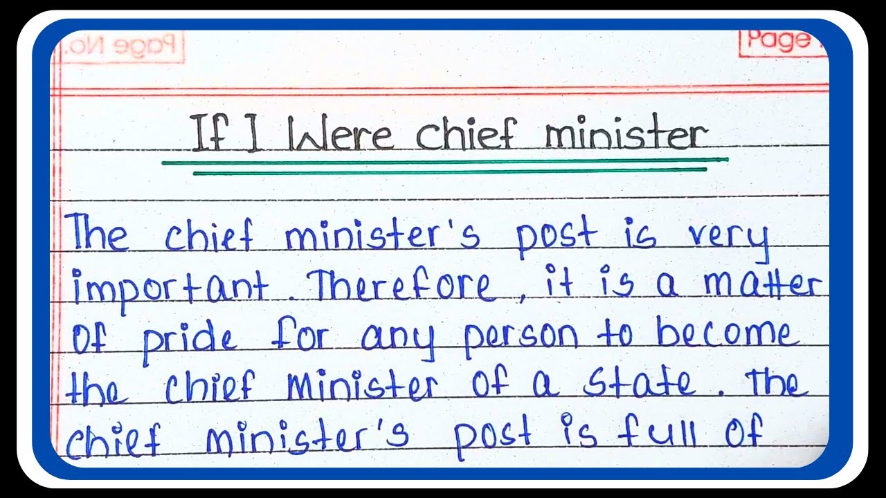 essay on chief minister in english