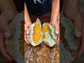 Hiden Rainbow Opal Inside a Golden Crystal Geode ✨🌈 #cryatals #satisfying #crystals #gold #amethyst