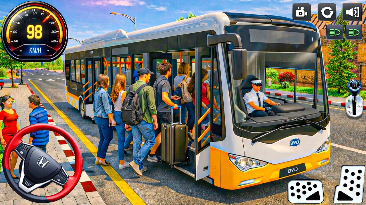 Управление общественным транспортом: автобус в 3D: реалистичные городские маршруты, вождение элек...