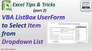 Excel VBA (part 2): UserForm to Select Item from Dropdown List