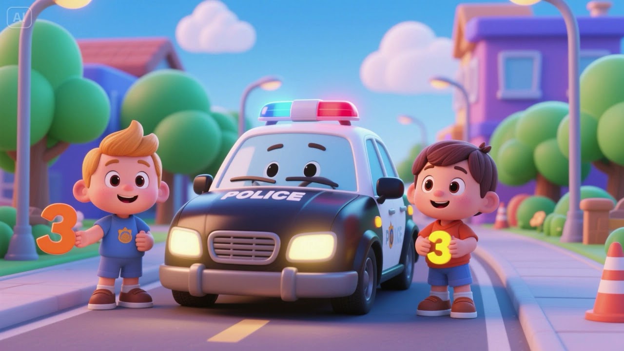 Police Car Lights Flash and Count | Counting Nursery Rhymes & Kids Songs