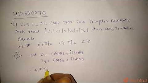 If `z_(1)` and `z_(2)` are two non-zero complex numbers such tha |Class 12 MATH | Doubtnut