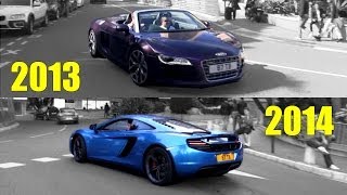 I've filmed shmee's car in 2013 and 2014 monaco during the awesome top
marques event. a purple audi r8 v10 spyder vs blue mclaren mp4-12c
2...