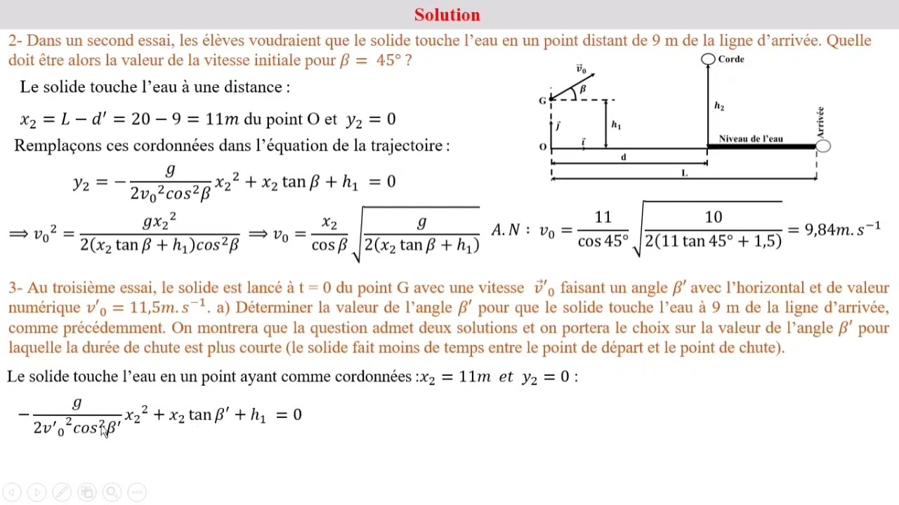 Mouvement d'un projectile 