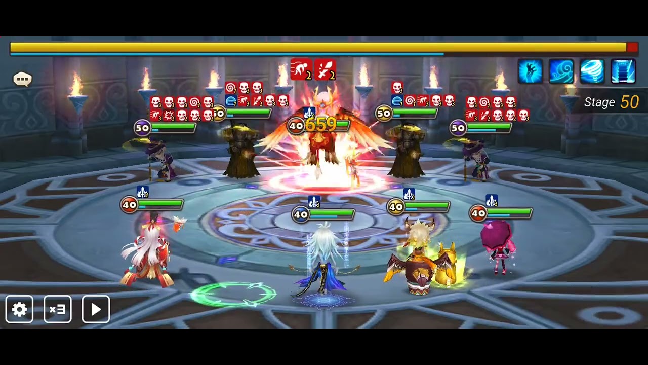 how to beat toa hard stage 50 poseidon summoners war - YouTube
