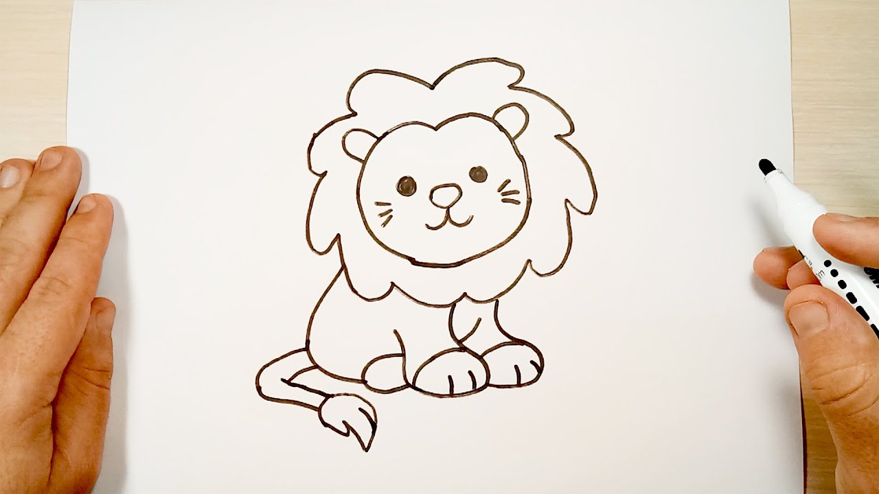 How to Draw a Cute Lion Cub - YouTube