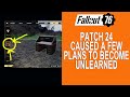 Fallout 76 After Patch 24, Plans VANISH !!!! Need to be found and re-learned.
