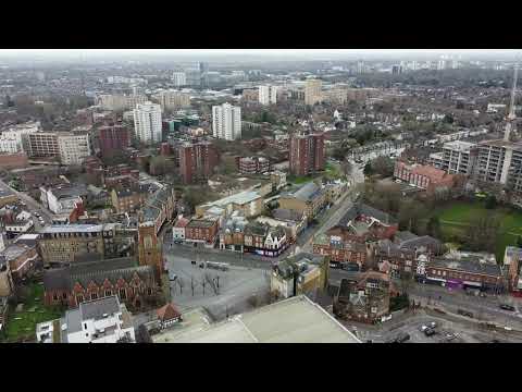 Drone closer look of Acton in London