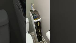Narrow bathroom storage! #bathroomstorage #bathroomshelves #smallspaceliving #smallspacesolutions