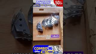 Stainless steel cabinet angle brackets shelf triangular support – comes with free screws