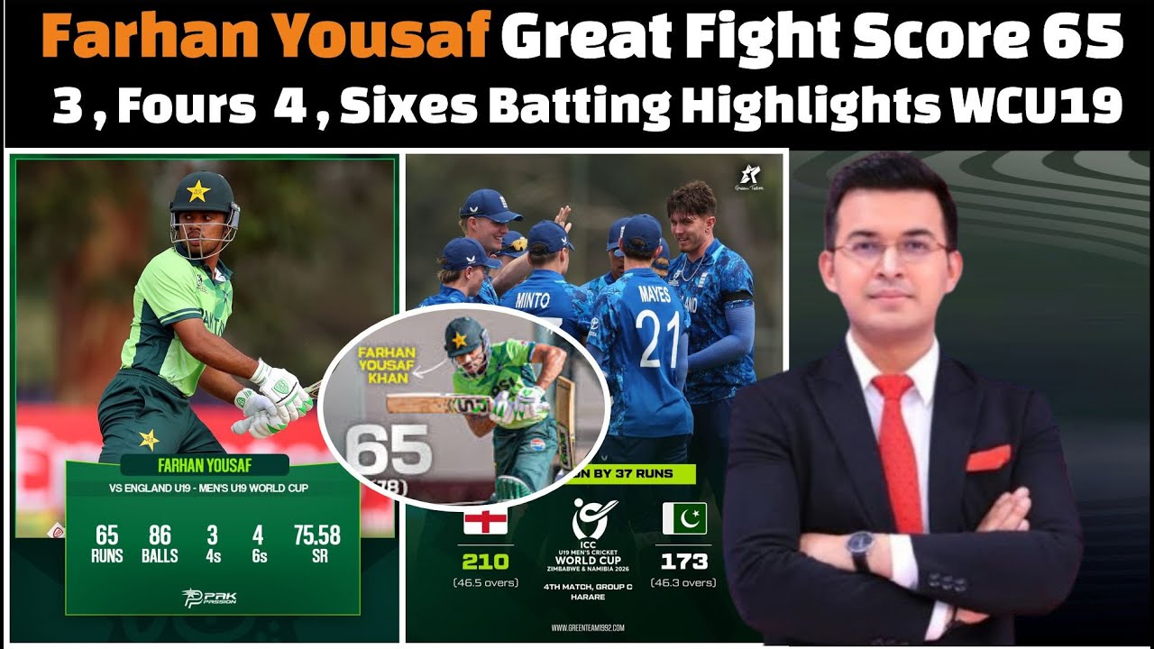 Farhan Yousaf Fighting Innings Score 65 Against England U19 / Pakistan Vs England U19.