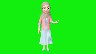 Green Screen Animasi Ibu Guru/Wanita Muslimah berbicara