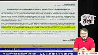 Announcement - Reopening of Online Filing of Examination Application Form | CA Final Nov 24 Exam