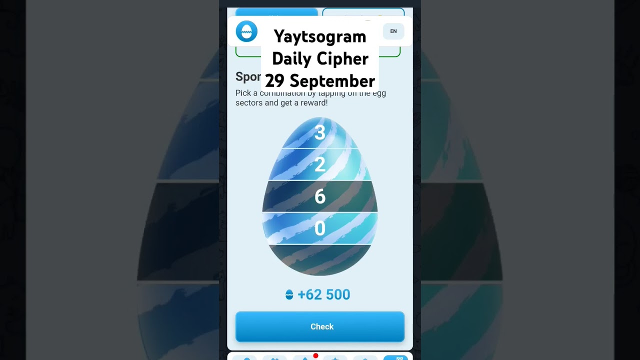 Yaytsogram Sponsor's Cipher 29 September | Break the Egg and get TON 