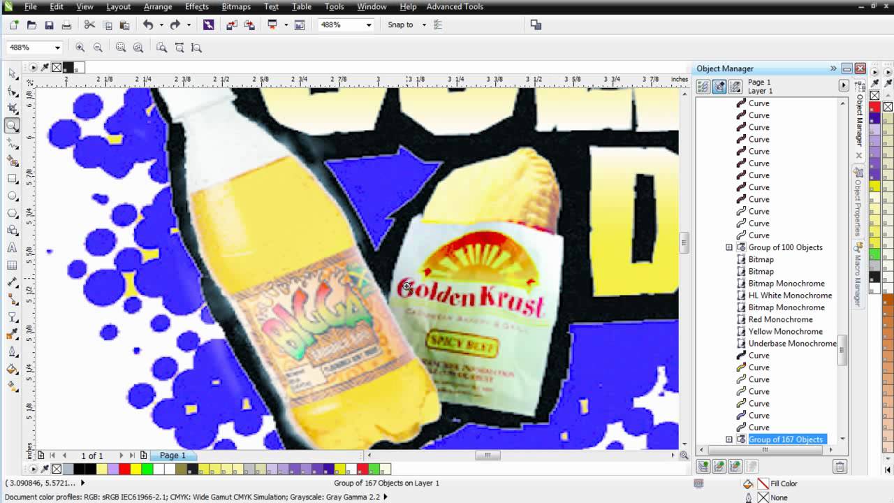 Simulated Process Color Separation in CorelDRAW mixed with Vector Print