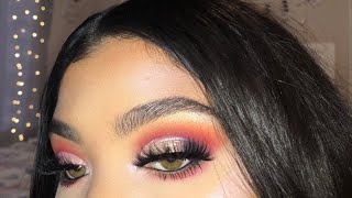 Fall Sunset Glitter Cut Crease Makeup Tutorial | Morphe 39A Dare To Create Palette