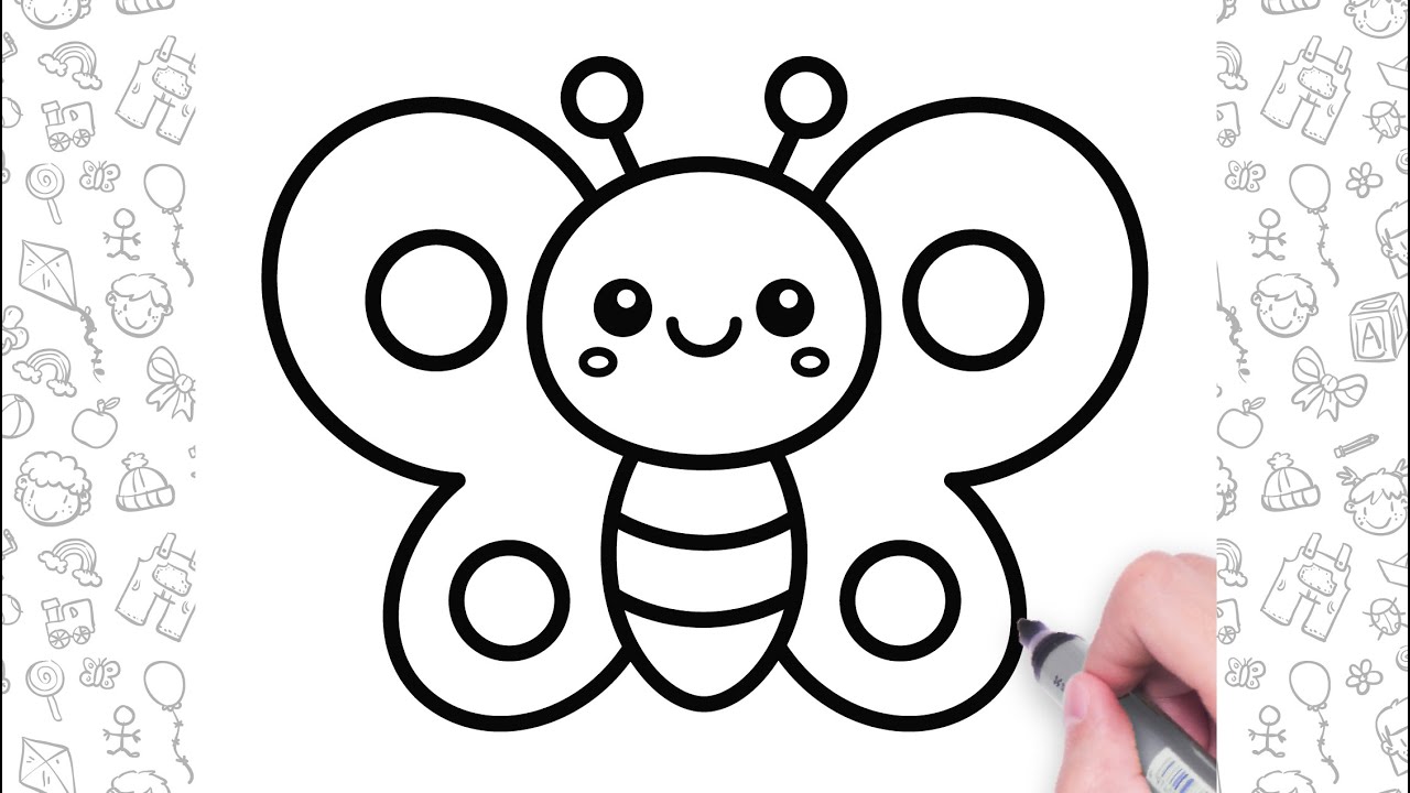 How to Draw Butterfly Easy Step by Step | bolalar uchun kapalak chizish ...