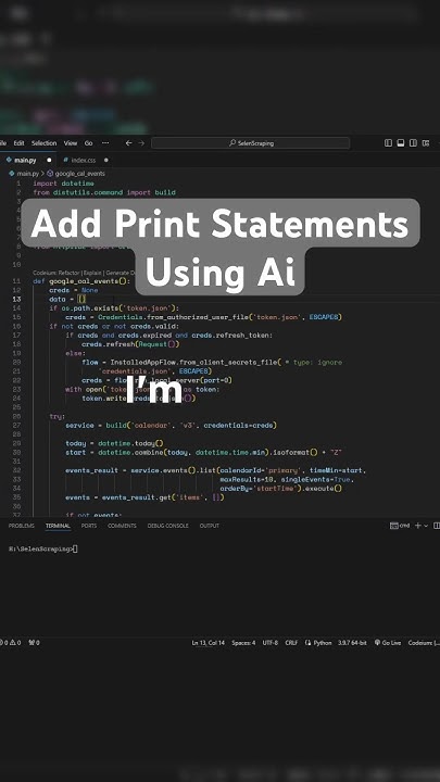 How to quickly add print statements using ai #code #ai #howto - YouTube
