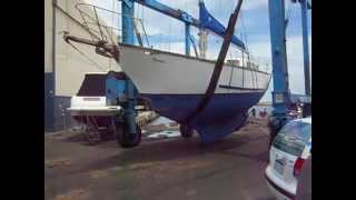 Going back in the water after inspection @ Blue HQ boat lifters