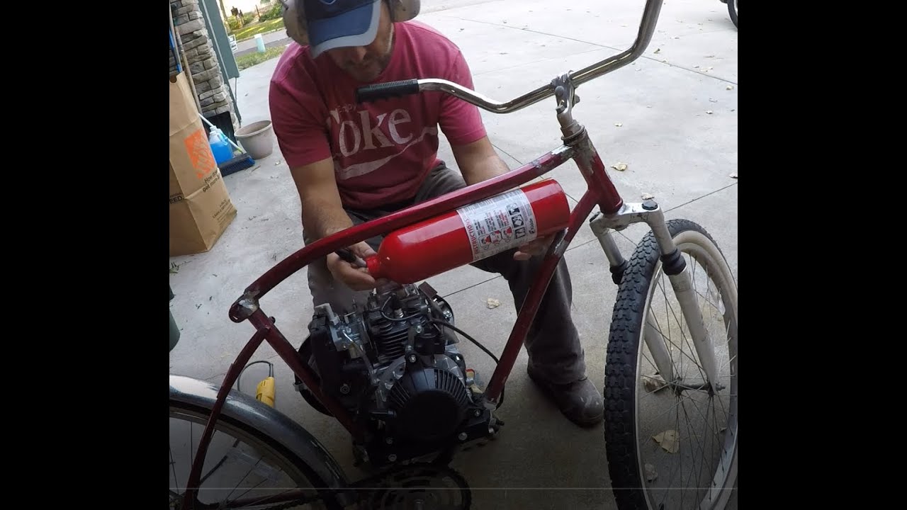 Historical Bike Build (video 5) 49cc 4stroke fire extinguisher gas