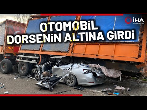 Bursa’da Trafik Kazası; Tır’a Çarpan Otomobil, Dorsenin Altına Girdi