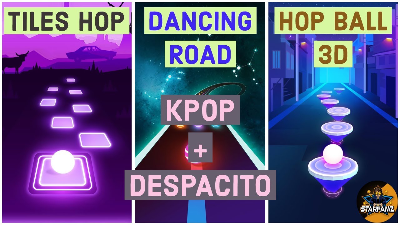 TILES HOP vs HOP BALL 3D vs DANCING ROAD || KPOP + DESPACITO