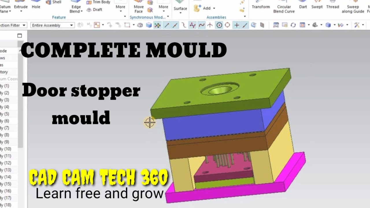 NX CAD complete mould || Door stopper mold - YouTube