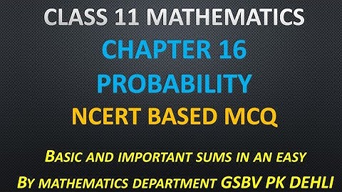 Class 11 maths chapter 16 probability | MCQ | NCERT BASED