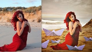 Photoshop Tutorial |Paper Boat Manipulation for Beginners|Background Change & Retouching screenshot 4