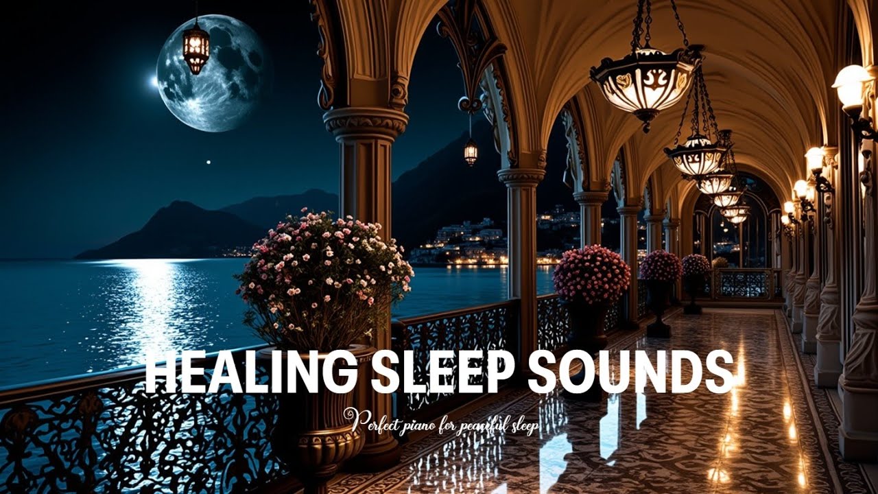 Расслабляющая фортепианная музыка для сна с успокаивающими океанскими волнами и лунным спокойствием.