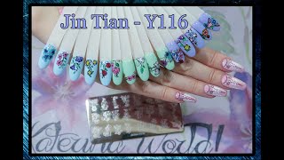 Реверсивный Стемпинг / Обзор пластины Jin Tian - Y116 / Цветы на ногтях.