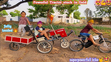 Homemade mini tractor pulling fully loaded trolley of soil |DIY mini tractor |