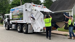 Mack LR Loadmaster Excel Rear Loader Garbage Truck Crushing Huge Bulk Piles