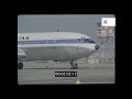 Pan am 747 planes on runway 1960s rome airport 35mm