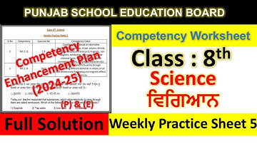 pseb competency based paper class 8th science worksheet 5 test 2024