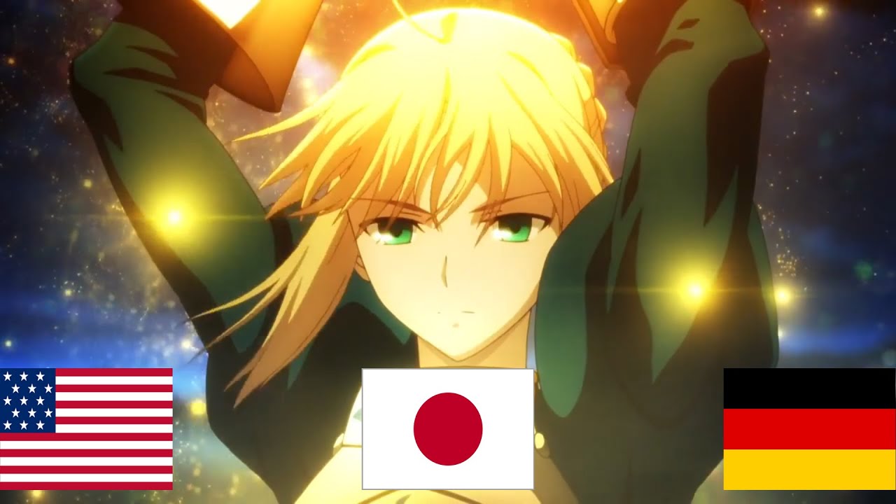 Saber Fate/Zero Excalibur in Three Different Languages (Japan, English ...