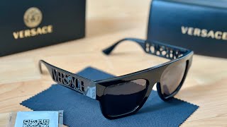Versace VE4430U Men's Rectangular Sunglasses Black 2023